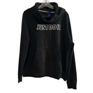 Nike Women's Funnel Neck Hoodie Black XL "Just Do It" Slogan Casual